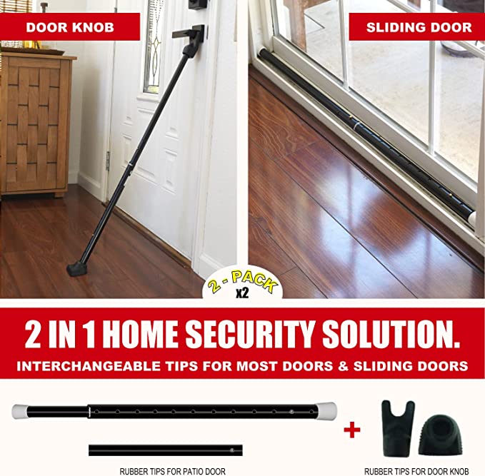 Door Security Bar, Sliding Door Lock Bar with Anti Lift Lock